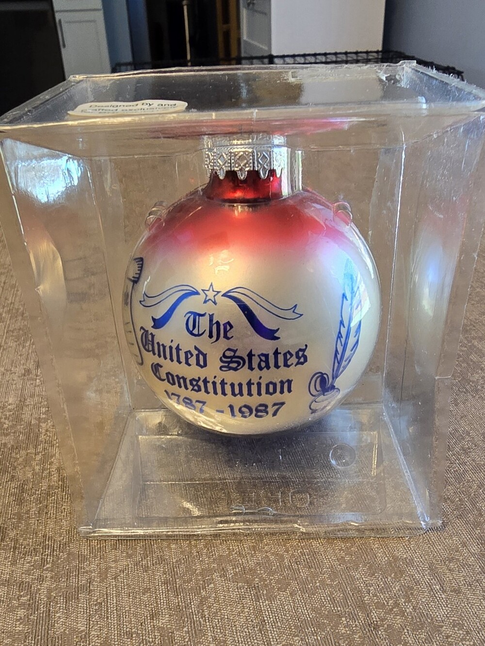 Bronner's Red White Blue The United States Constitution 1787-1987 Glass Ornament